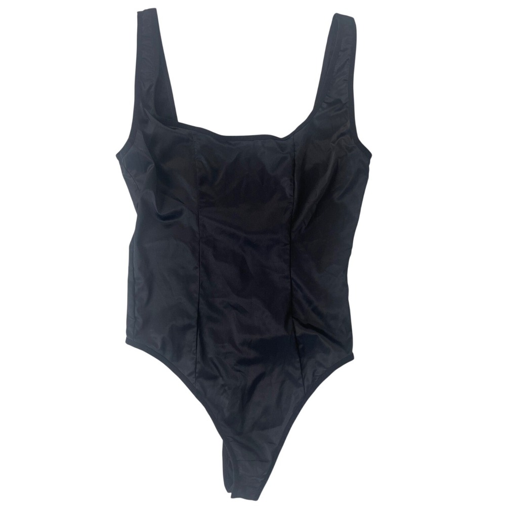 NWT MSRP $58 Free People Intimately Thong Bodysuit Black Small New w/ Tags Sleek